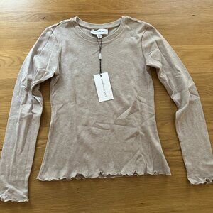 Something Navy Long Sleeve Lettuce Edge Top